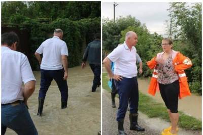 Мэр Новороссийска лично отправился проверять глубину подтоплений в соседнем селе