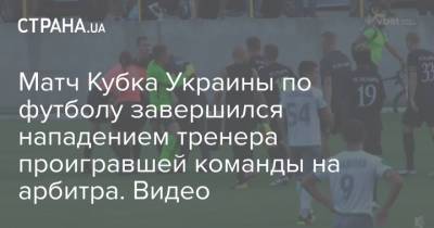 Матч Кубка Украины по футболу завершился нападением тренера проигравшей команды на арбитра. Видео