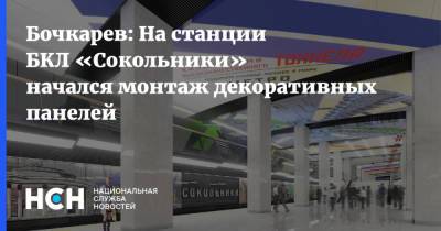 Бочкарев: На станции БКЛ «Сокольники» начался монтаж декоративных панелей