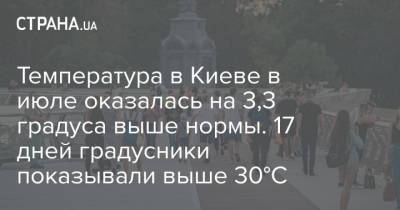 Температура в Киеве в июле оказалась на 3,3 градуса выше нормы. 17 дней градусники показывали выше 30°C
