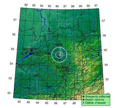 В Кузбассе ночью произошло землетрясение магнитудой 2,8
