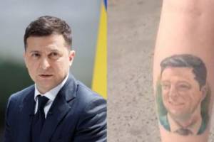 В Киеве мужчина набил на голени левой ноги портрет Зеленского. ФОТО