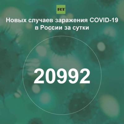 За сутки в России выявили 20 992 случая инфицирования коронавирусом