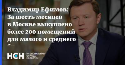 Владимир Ефимов: За шесть месяцев в Москве выкуплено более 200 помещений для малого и среднего бизнеса