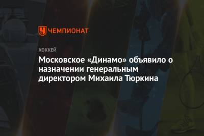 Московское «Динамо» объявило о назначении генеральным директором Михаила Тюркина