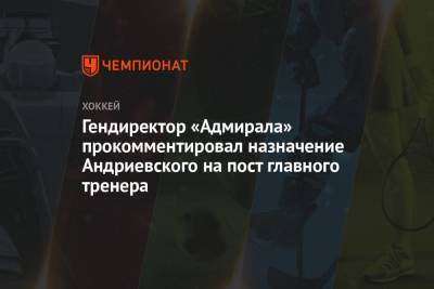 Гендиректор «Адмирала» прокомментировал назначение Андриевского на пост главного тренера