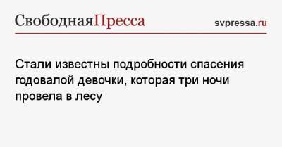 Стали известны подробности спасения годовалой девочки, которая три ночи провела в лесу