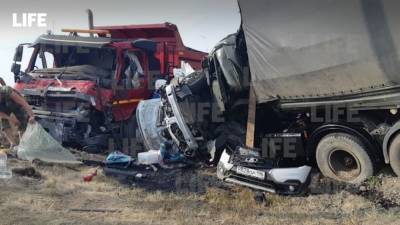 Трое взрослых и ребёнок погибли в аварии легковушки с грузовиками в Саратовской области