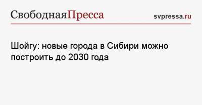 Шойгу: новые города в Сибири можно построить до 2030 года