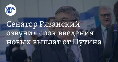 Сенатор Рязанский озвучил срок введения новых выплат от Путина