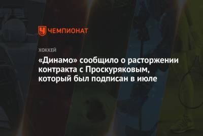 «Динамо» сообщило о расторжении контракта с Проскуряковым, который был подписан в июле