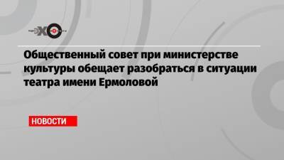 Общественный совет при министерстве культуры обещает разобраться в ситуации театра имени Ермоловой