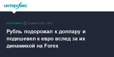 Рубль подорожал к доллару и подешевел к евро вслед за их динамикой на Forex