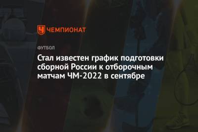Стал известен график подготовки сборной России к отборочным матчам ЧМ-2022 в сентябре
