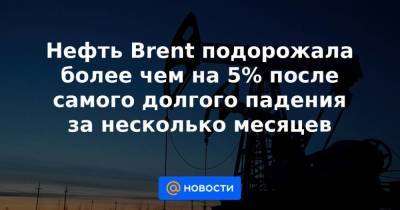 Нефть Brent подорожала более чем на 5% после самого долгого падения за несколько месяцев