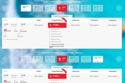 С ноября из Брянска можно будет летать в Калининград по понедельникам