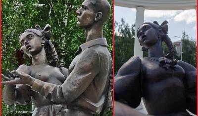 ФотКа дня: на памятнике выпускникам 1941 года в Сергиевом Посаде "срамоту" прикрыли