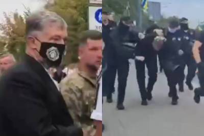 Порошенко атаковали после парада на Крещатике, вмешалась полиция: кадры ЧП
