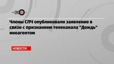 Члены СПЧ опубликовали заявление в связи с признанием телеканала «Дождь» иноагентом