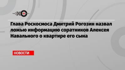 Глава Роскосмоса Дмитрий Рогозин назвал ложью информацию соратников Алексея Навального о квартире его сына