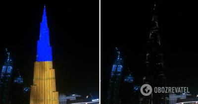 Бурдж-Халифа: самое высокое здание в мире в Дубае подсветили как флаг Украины. Видео