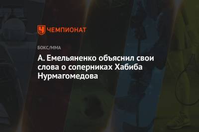 А. Емельяненко объяснил свои слова о соперниках Хабиба Нурмагомедова