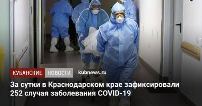 За сутки в Краснодарском крае зафиксировали 252 случая заболевания COVID-19