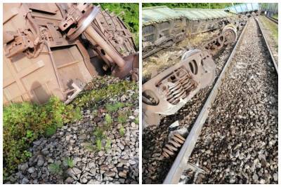 Под Львовом перевернулся поезд, с колеи сошло 18 вагонов: первые кадры с места аварии
