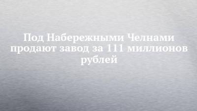 Под Набережными Челнами продают завод за 111 миллионов рублей