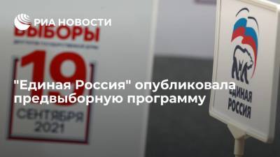 Партия "Единая Россия" опубликовала предвыборную программу, она состоит из 15 разделов