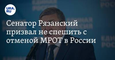 Сенатор Рязанский призвал не спешить с отменой МРОТ в России