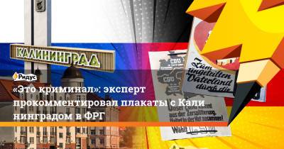 «Это криминал»: эксперт прокомментировал плакаты сКалининградом вФРГ