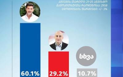 Новые рейтинги от правящей партии Грузии: «Мечта» — 47,4%, ЕНД — 25,2%