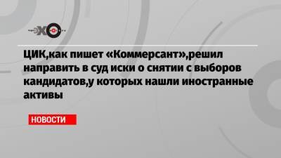 ЦИК,как пишет «Коммерсант»,решил направить в суд иски о снятии с выборов кандидатов,у которых нашли иностранные активы