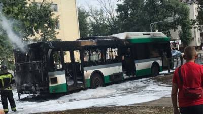 Воронежцы опубликовали кадры последствий пожара в автобусе №90
