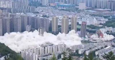 15 недостроенных высоток одновременно взорвали в Китае
