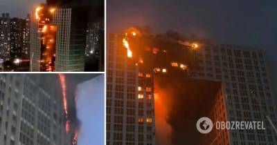 Далянь - пожар в небоскребе: подробности, фото и видео