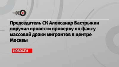 Председатель СК Александр Бастрыкин поручил провести проверку по факту массовой драки мигрантов в центре Москвы