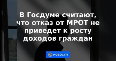 В Госдуме считают, что отказ от МРОТ не приведет к росту доходов граждан