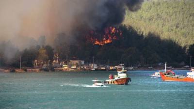 Лесные пожары в Турции приблизились вплотную к популярному курорту