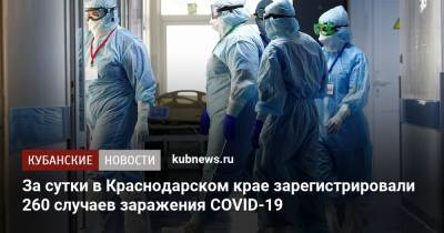 За сутки в Краснодарском крае зарегистрировали 260 случаев заражения COVID-19