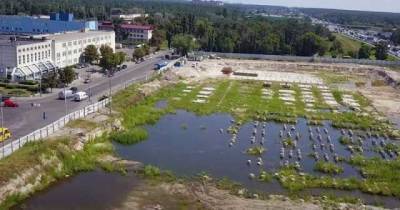 В Киеве вместо нового ТРЦ Lisova Mall образовалось озеро с утками