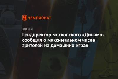Гендиректор московского «Динамо» сообщил о максимальном числе зрителей на домашних играх