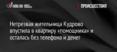 Нетрезвая жительница Кудрово впустила в квартиру «помощника» и осталась без телефона и денег