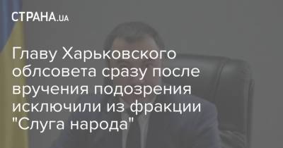 Главу Харьковского облсовета сразу после вручения подозрения исключили из фракции "Слуга народа"