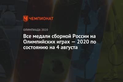 Все медали России на Олимпийских играх — 2021 в Токио по состоянию на 4 августа, ОИ-2020, ОИ-2021