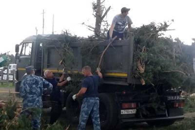 Осужденные и работники исправительной колонии помогают устранять последствия урагана в Андреаполе