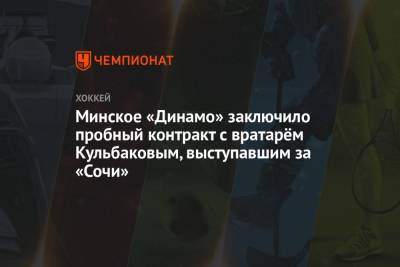 Минское «Динамо» заключило пробный контракт с вратарём Кульбаковым, выступавшим за «Сочи»