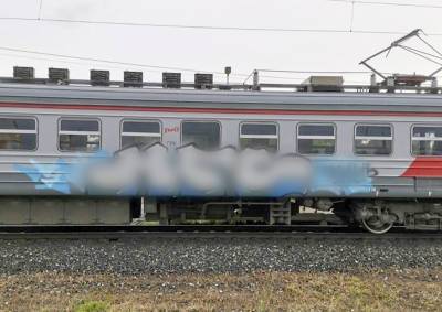 В Чувашии турист из Москвы привел в негодность пригородный поезд, нарисовав на вагоне граффити
