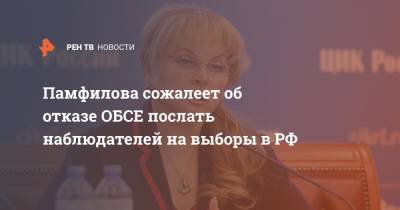 Памфилова сожалеет об отказе ОБСЕ послать наблюдателей на выборы в РФ